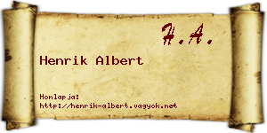 Henrik Albert névjegykártya